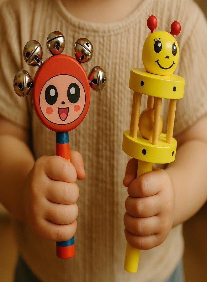 Vemlons Jhunjhuna Wooden Toy jhunjhuna Wooden Non Toxic Colourful Rattle Toys for New Born Baby, Musical Infant Toy, / Dugi Dugi Rattle Sweet Cuddle Infant of JhunJhuna/lakdi ka jhunjhuna - Image 1